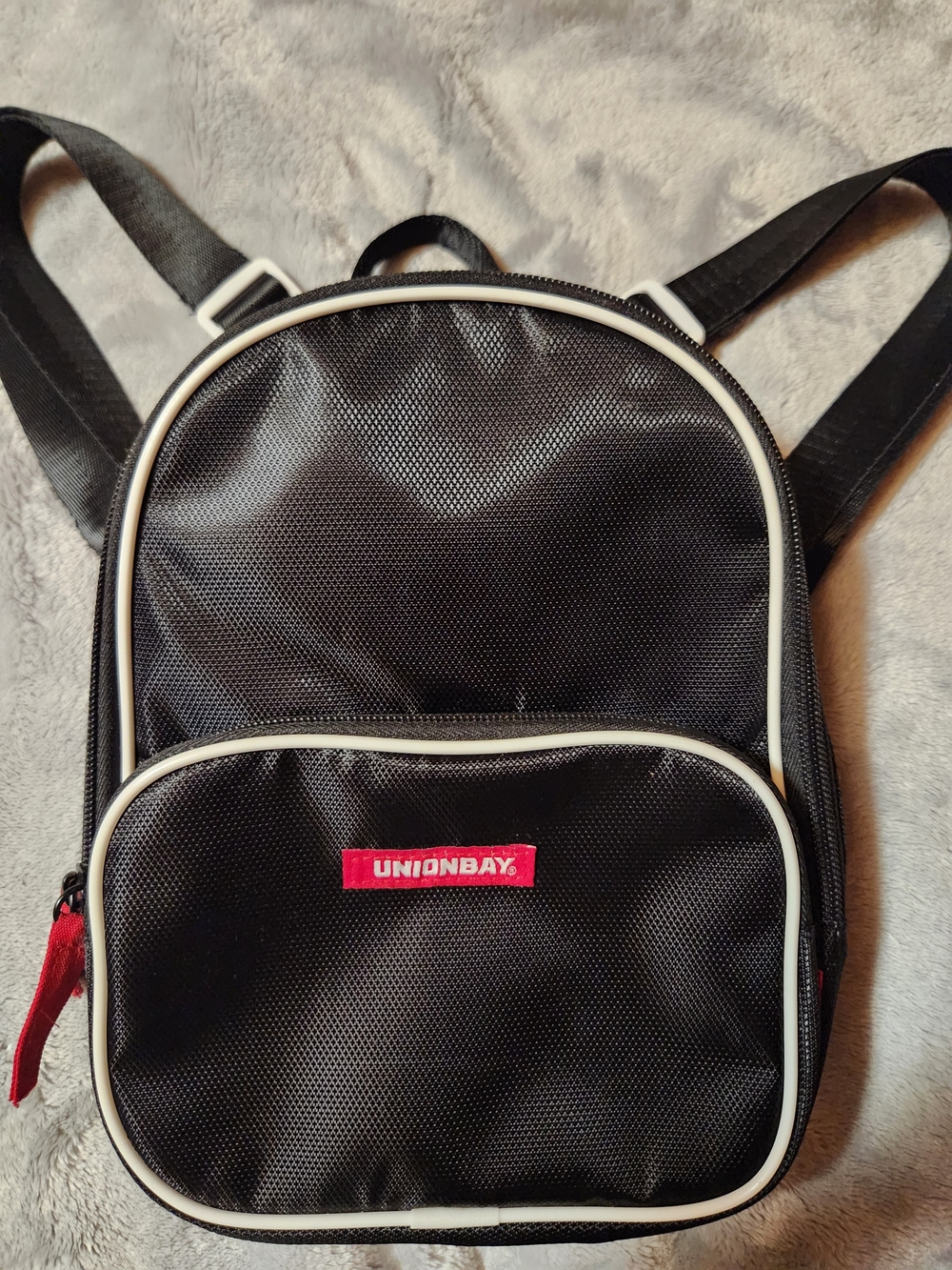UNIONBAY Black Backpack with White Piping and Red Logo